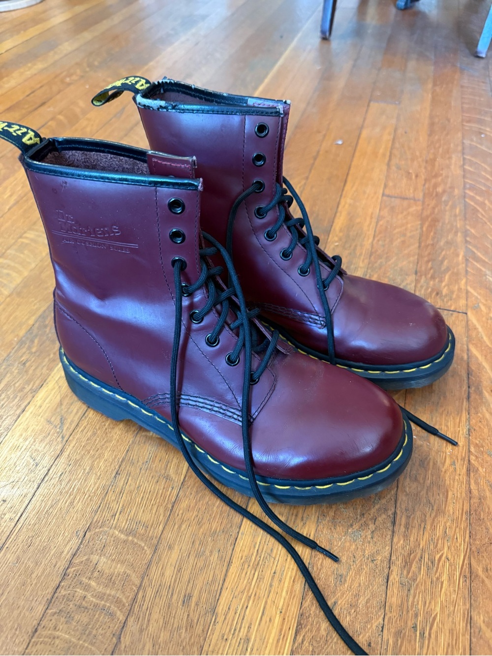 Dr. Martens Women’s Cherry Red Leather Lace-Up Boots - Picture 2 of 6